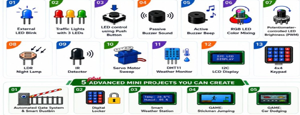 Project Kit for Uno R4 Compatible with Arduino IDE  Build Games, Smart Devices & Robotics Projects with AI Mentor Guided STEM Learning